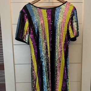 Main Strip Sequined Multicolor Mini Dress